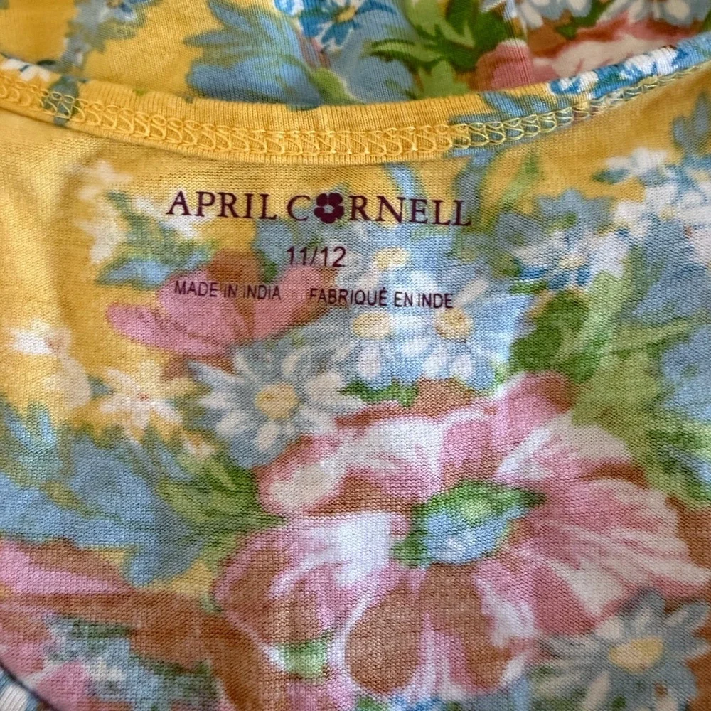 April Cornell Girls Yellow Floral Jersey Sundress Size 11/12